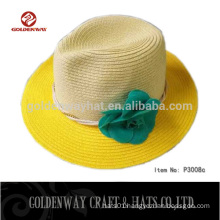 2015 paper straw lady summer panama hats with flower decoration